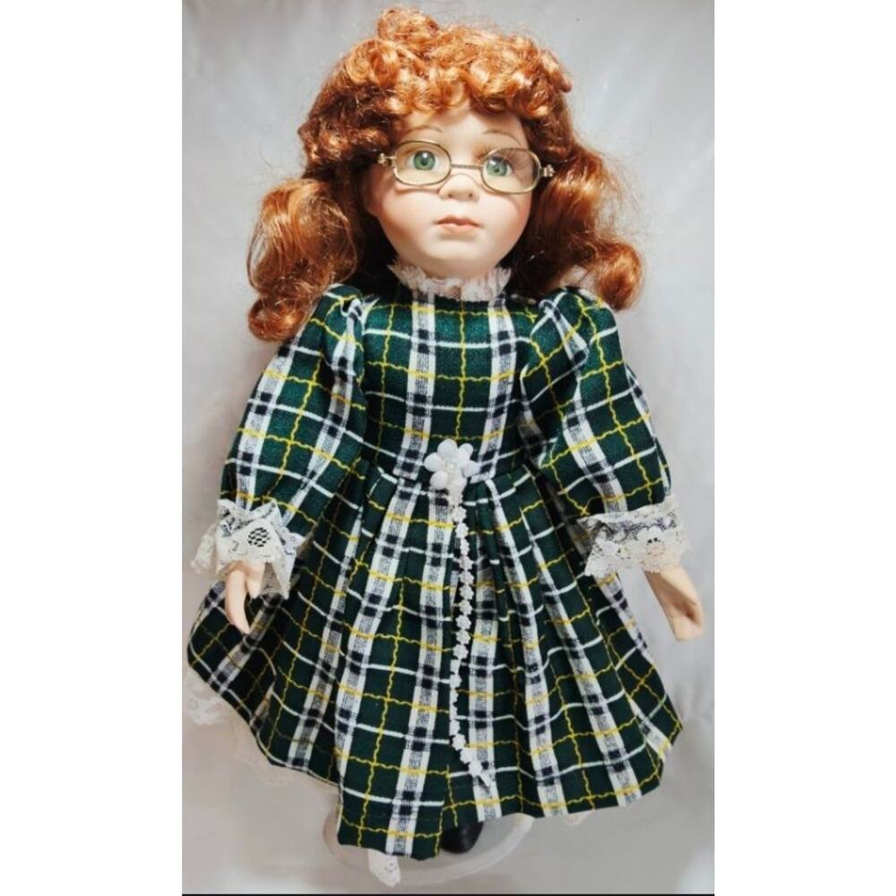 Vintage Ashley Belle Porcelain Doll With Glasses and Stand Collectible Doll